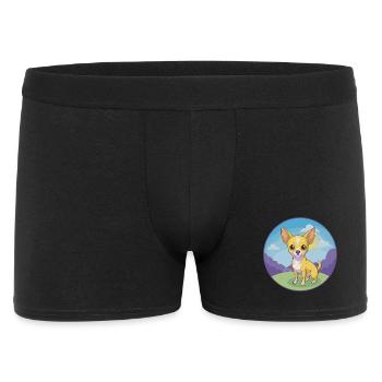 Chihuahua chien mignon Kawaii dessin animé Clipart Animal - Boxer Homme - noir - Devant