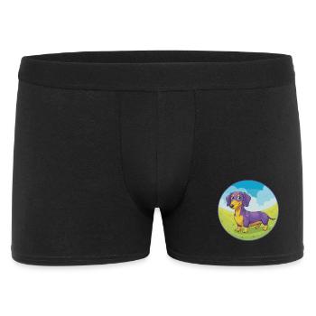 Teckel chien mignon Kawaii dessin animé Clipart Animal - Boxer Homme - noir - Devant