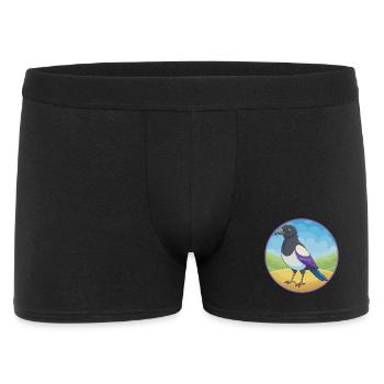 Magpie Cute Kawaii Cartoon Clipart Animal Pet - Men's Boxer Shorts - black - Front