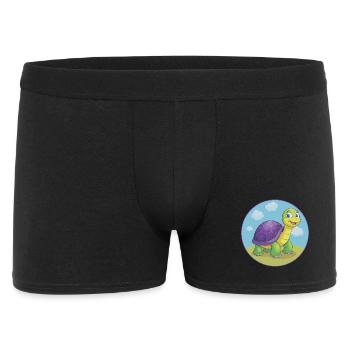 tortue mignon kawaii dessin animé clipart animal de compagnie - Boxer Homme - noir - Devant