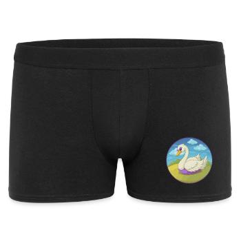 cygne mignon kawaii dessin animé clipart animal de compagnie - Boxer Homme - noir - Devant