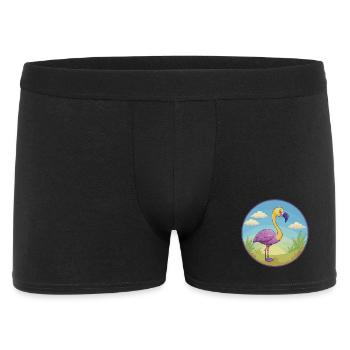 Flamingo Cute Kawaii Cartoon Clipart Animal Pet - Men's Boxer Shorts - black - Front