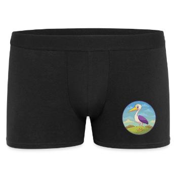 Storch Niedlich Kawaii Cartoon Clipart Tier Haustier - Männer Boxer Shorts - Schwarz - Vorne