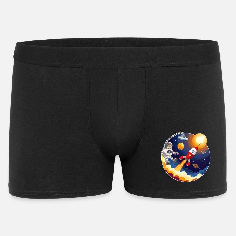 Fusée, astronaute, OVNI et planètes dans l’espace. - Boxer Homme - noir