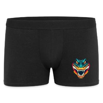 Crocodile Cute Kawaii Cartoon Clipart Animal Face - Men's Boxer Shorts - black - Front