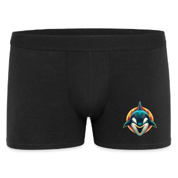 Orca Niedlich Kawaii Cartoon Clipart Tier Gesicht - Männer Boxer Shorts - Schwarz - Vorne