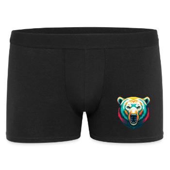 ours polaire mignon kawaii dessin animé clipart visage d’animal - Boxer Homme - noir - Devant