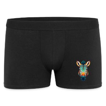 zèbre mignon kawaii dessin animé clipart visage d’animal - Boxer Homme - noir - Devant