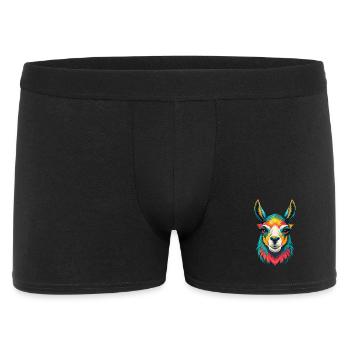 lama mignon kawaii dessin animé clipart visage d’animal - Boxer Homme - noir - Devant