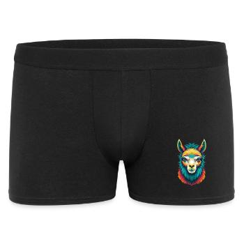 Alpaca Cute Kawaii Cartoon Clipart Animal Face - Men's Boxer Shorts - black - Front