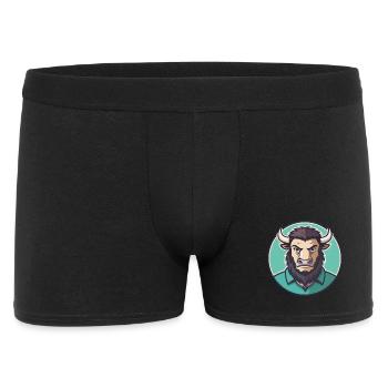 Bison Kawaii Cartoon Character Animal Pet Face - Men's Boxer Shorts - black - Front