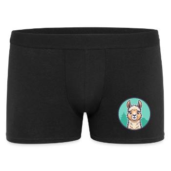 Lama Kawaii Cartoon Figur Tier Haustier Gesicht - Männer Boxer Shorts - Schwarz - Vorne