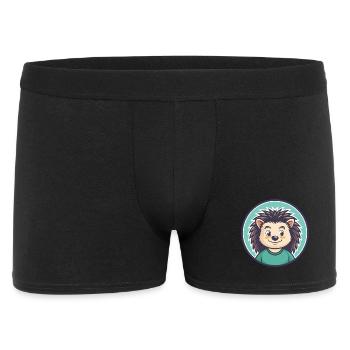 Igel Kawaii Cartoon Figur Tier Haustier Gesicht - Männer Boxer Shorts - Schwarz - Vorne