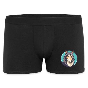 Lévrier Russe Chien Race Dessin Animé Kawaii Clipart - Boxer Homme - noir - Devant