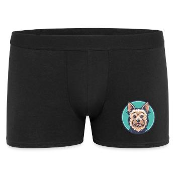 Silky Terrier Dog Breed Cartoon Kawaii Clipart Pet - Men's Boxer Shorts - black - Front