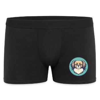 Tibetischer Spaniel Hund Rasse Cartoon Kawaii Clipart - Männer Boxer Shorts - Schwarz - Vorne