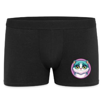 Schottisch Falten Katze Rasse Karikatur Kawaii Tier Haustier - Männer Boxer Shorts - Schwarz - Vorne