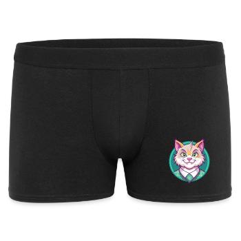 Highlander Chat Race Dessin Animé Kawaii Animal Pet - Boxer Homme - noir - Devant
