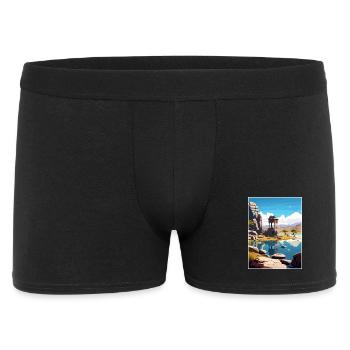 Hampi Inde Affiche de voyage Souvenir Carte Postale Peinture - Boxer Homme - noir - Devant