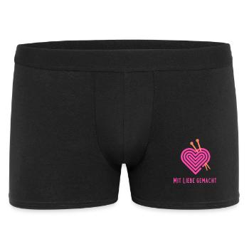 mit Liebe Häkelherz - Männer Boxer Shorts - Schwarz - Vorne