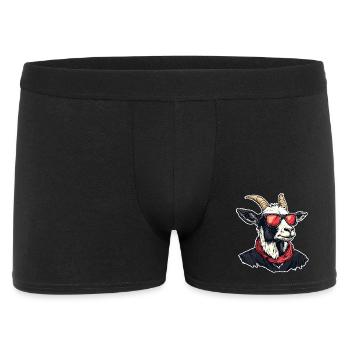 Goat in streetwear with red sunglasses - Men's Boxer Shorts - black - Front