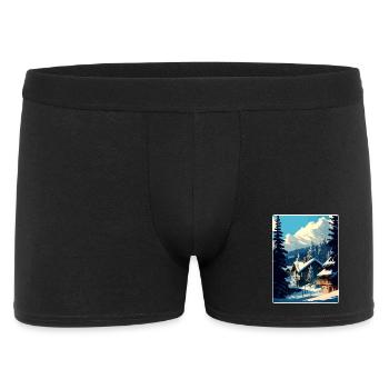 Megève Ski Les Arcs Skifahren Reiseposter Souvenir - Männer Boxer Shorts - Schwarz - Vorne