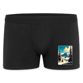 Tignes Ski Skiing Travel Poster Souvenir Paint WPA - Men's Boxer Shorts - black - Front