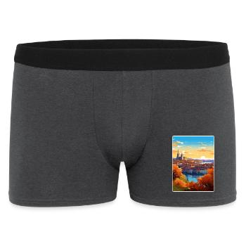 Lyon France Travel Poster Souvenir Postcard Paint - Men's Boxer Shorts - charcoal grey - Front