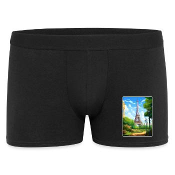 Paris Frankreich Reise Poster Souvenir Postkarte Farbe - Männer Boxer Shorts - Schwarz - Vorne