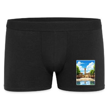 Arezzo Italy Travel Poster Souvenir Postcard Paint - Men's Boxer Shorts - black - Front