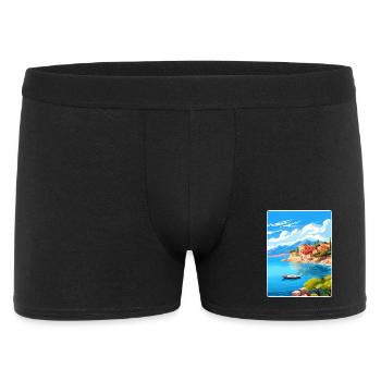 Corfu Greece Travel Poster Souvenir Postcard Paint - Men's Boxer Shorts - black - Front