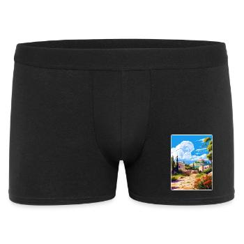 Greece Travel Poster Souvenir Painting WPA - Men's Boxer Shorts - black - Front