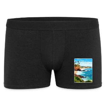 Corona Del Mar Kalifornien Reiseposter Souvenir - Männer Boxer Shorts - Schwarz - Vorne