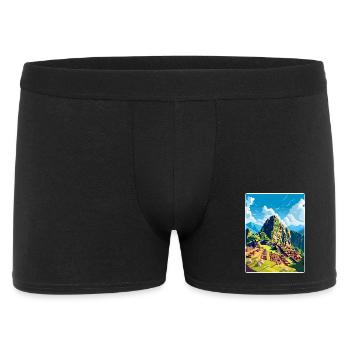 Machu Picchu Peru Travel Poster Souvenir Paint WPA - Men's Boxer Shorts - black - Front
