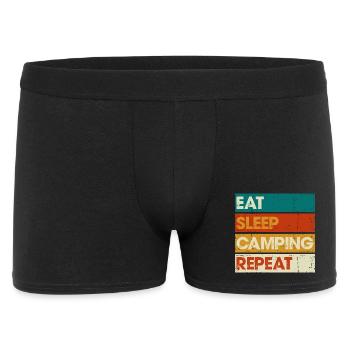 Eat Sleep Camping Repeat Striped Graphic - Men's Boxer Shorts - black - Front