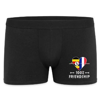 Uganda und Frankreich 100% Freundschaft - Männer Boxer Shorts - Schwarz - Vorne