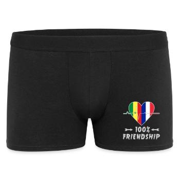 Senegal und Frankreich 100% Freundschaft - Männer Boxer Shorts - Schwarz - Vorne