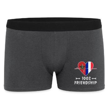 Marokko und Frankreich 100% Freundschaft - Männer Boxer Shorts - Anthrazit - Vorne