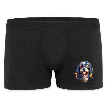 Terrier tibétain avec lunettes de soleil - Boxer Homme - noir - Devant