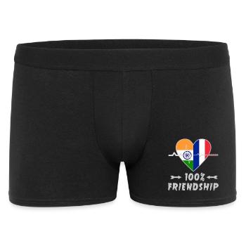 Indien und Frankreich 100% Freundschaft - Männer Boxer Shorts - Schwarz - Vorne
