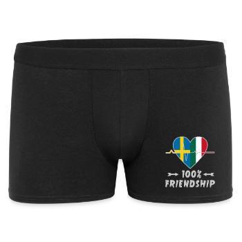 Schweden und Italien 100% Freundschaft - Männer Boxer Shorts - Schwarz - Vorne