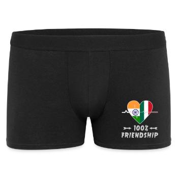 Indien und Italien 100% Freundschaft - Männer Boxer Shorts - Schwarz - Vorne