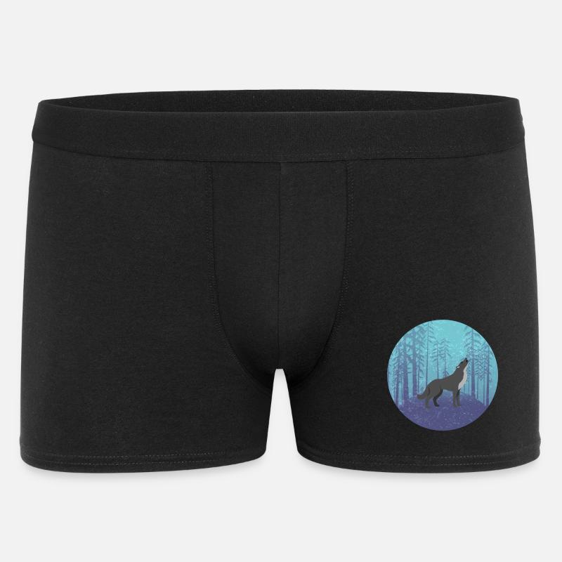 Loup dans la forêt de la lune - Boxer Homme - noir