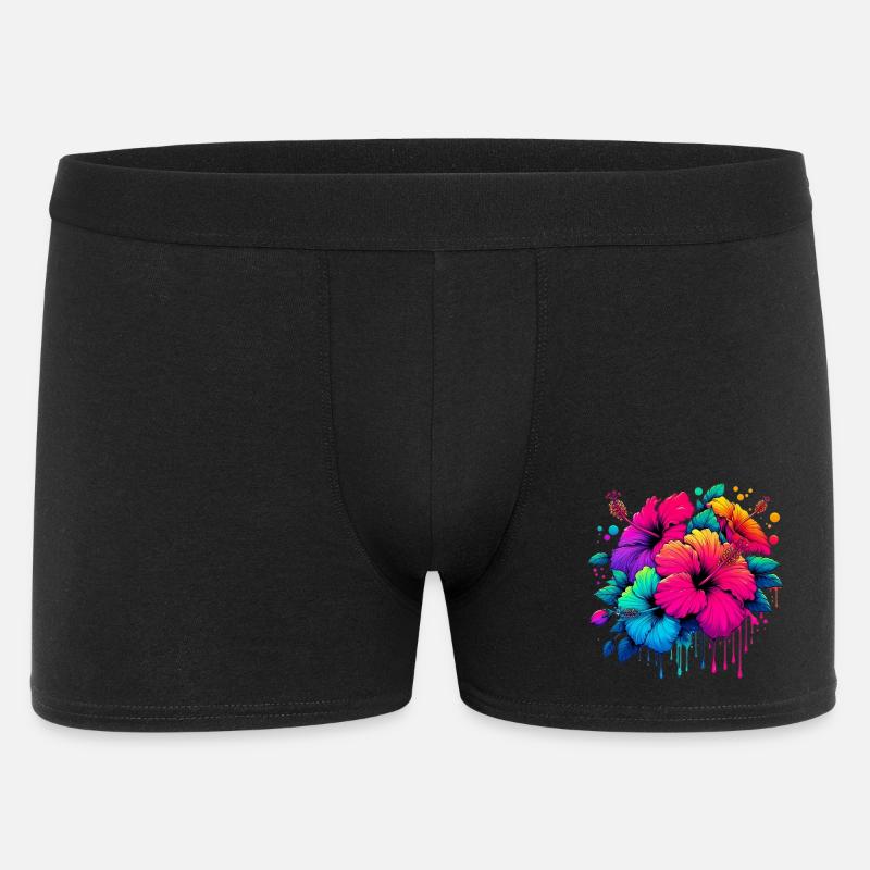 Hibiskusblüten - Männer Boxer Shorts - Schwarz