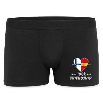 Finnland und Spanien 100% Freundschaft - Männer Boxer Shorts - Schwarz - Vorne