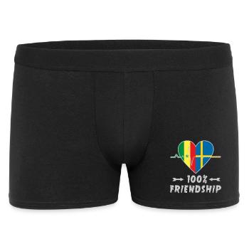 Senegal und Schweden 100% Freundschaft - Männer Boxer Shorts - Schwarz - Vorne