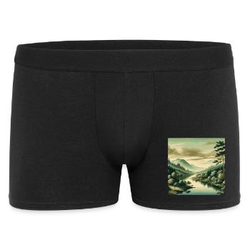 Vue sur la rivière avec un magnifique paysage naturel - Boxer Homme - noir - Devant