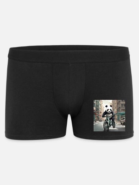 Panda à vélo en ville - Boxer Homme - noir