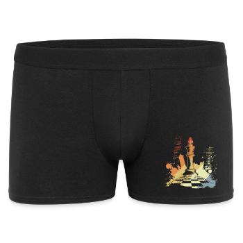 Schachfigur - Männer Boxer Shorts - Schwarz - Vorne