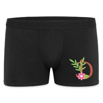 Eleganter Buchstabe 'D' mit Blumen - Männer Boxer Shorts - Schwarz - Vorne
